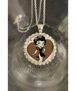 Betty boop vintage look black dress cute  silver necklace fast shipping ... - $26.81 CAD