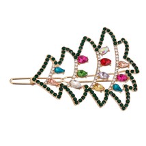 Gold Plated Sparkle Pear Multi-color Christmas Tree Hair Pin Accessories Women - £19.89 GBP