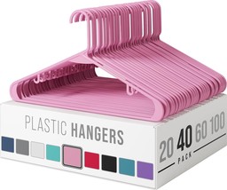 Clothes Hangers Plastic 40 Pack - Pink Plastic Hangers - The - £25.75 GBP