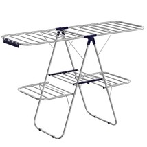 Clothes Drying Rack, Foldable 2-Level Laundry Drying Rack, Free-Standing Large D - £77.90 GBP