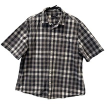 Claiborne Mens Shirt XL Extra Large Black White Checkered Cotton Short S... - $8.09