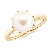 ANGARA Freshwater Pearl Solitaire Crown Ring for Women, Girls in 14K Solid Gold - £249.68 GBP