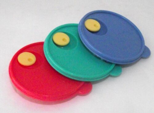 Tupperware Rubber Lids Magnet Refrigerator Colorful Red Green Blue Collectible - $9.85