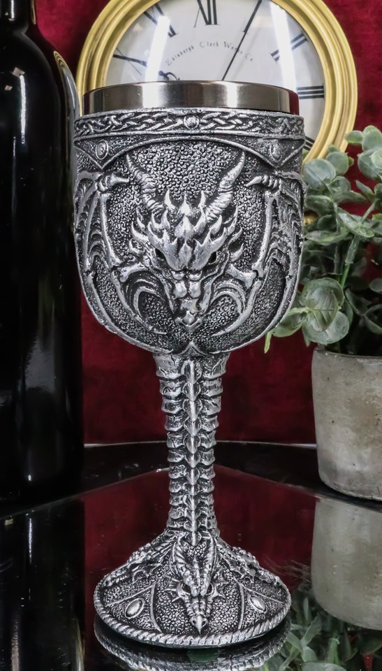 Medieval Fantasy Ridley Scorching Fire Dragon 5oz Wine Drink Goblet Chalice - $22.99