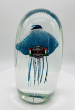 VTG Italian Art Glass Jellyfish Aquarium Paperweight W/ Bubbles Teal Gift - $32.38
