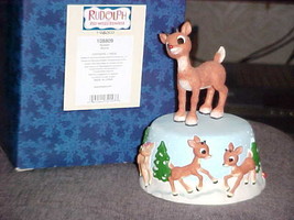 Enesco Musical Rudolph  The Red Nose Reindeer Figurine MIB #108809 Early Release - £118.69 GBP