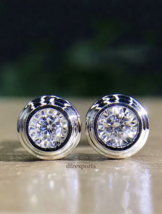 Moissanite Earrings Stud Silver 925 Round Earrings For Women Christmas Gifts. - £60.83 GBP