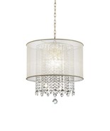 Primo Gold Finish Ceiling Lamp with Crystal Accents and White Shade - $578.11