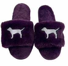 Victorias Secret PINK Fuzzy Cozy Slides Slippers Plum Choose Size Large 9-10 - £13.44 GBP