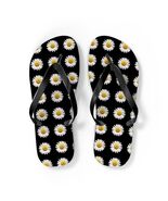 Daisies Print Flip Flops,Summer Sandals, Beachwear, Floral Footwear - $15.99