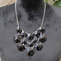 Women&#39;s Black Teardrop Beaded Stylish Statement Fashion Necklace - £22.03 GBP