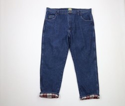 Vintage Cabelas Mens 42x30 Distressed Wide Leg Flannel Lined Denim Jeans Blue - £38.89 GBP