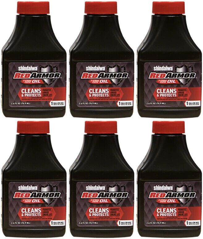 6 Pack of Shindaiwa Red Armor 2-Stroke Engine Oil 2.6 oz Bottle 83001S-6PK - $38.20