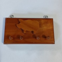 Wood 4 Peg Key Holder Hanger Hook Country Farmhouse Pig Handcrafted - $272.80 MXN