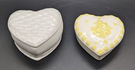 Vintage Set Of Ceramic HEART Trinket Boxes - £7.66 GBP