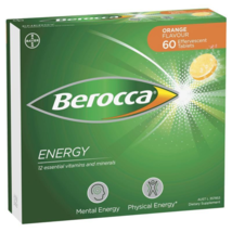 Berocca Energy Vitamin B &amp; C Orange Flavour Effervescent Tablets 60 Pack - $110.90