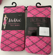 2- PACK MeMoi Women&#39;s Fashion Luxury Diamond Pink Tights Size M Tall NWT - $7.69