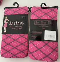 2- PACK MeMoi Women&#39;s Fashion Luxury Diamond Pink Tights Size M Tall NWT - £6.12 GBP