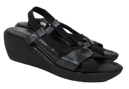 Donald J Pliner BLACK LEATHER FABRIC Slingback Platform Wedge Ankle 7.5 ... - $35.00
