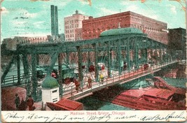 Vtg Postcard 1909 UDB Madison Street Bridge Chicago, Illinois Postcard - £4.60 GBP
