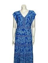 Lauren Ralph Lauren Dress Maxi Blue White Floral Women&#39;s 14 Short Sleeve NEW - £48.70 GBP