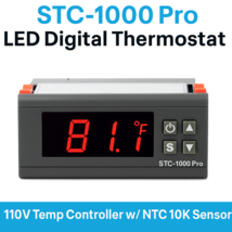 STC-1000 Pro LED Digital Thermostat 110V Temp Controller w/  NTC 10K Sen... - $28.45