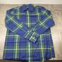 Chaps Shirt Mens 15-15.5 34/35 Blue Long Sleeve Button Up Plaid - £9.65 GBP