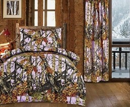 4 pc Twin size Woods Lavender Camo comforter and sheet/pillowcase set     - $63.81