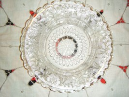 Tiara Indiana Sandwich Glass Clear Butter Cheese Candy Dish Floral Base Only #24 - £9.19 GBP
