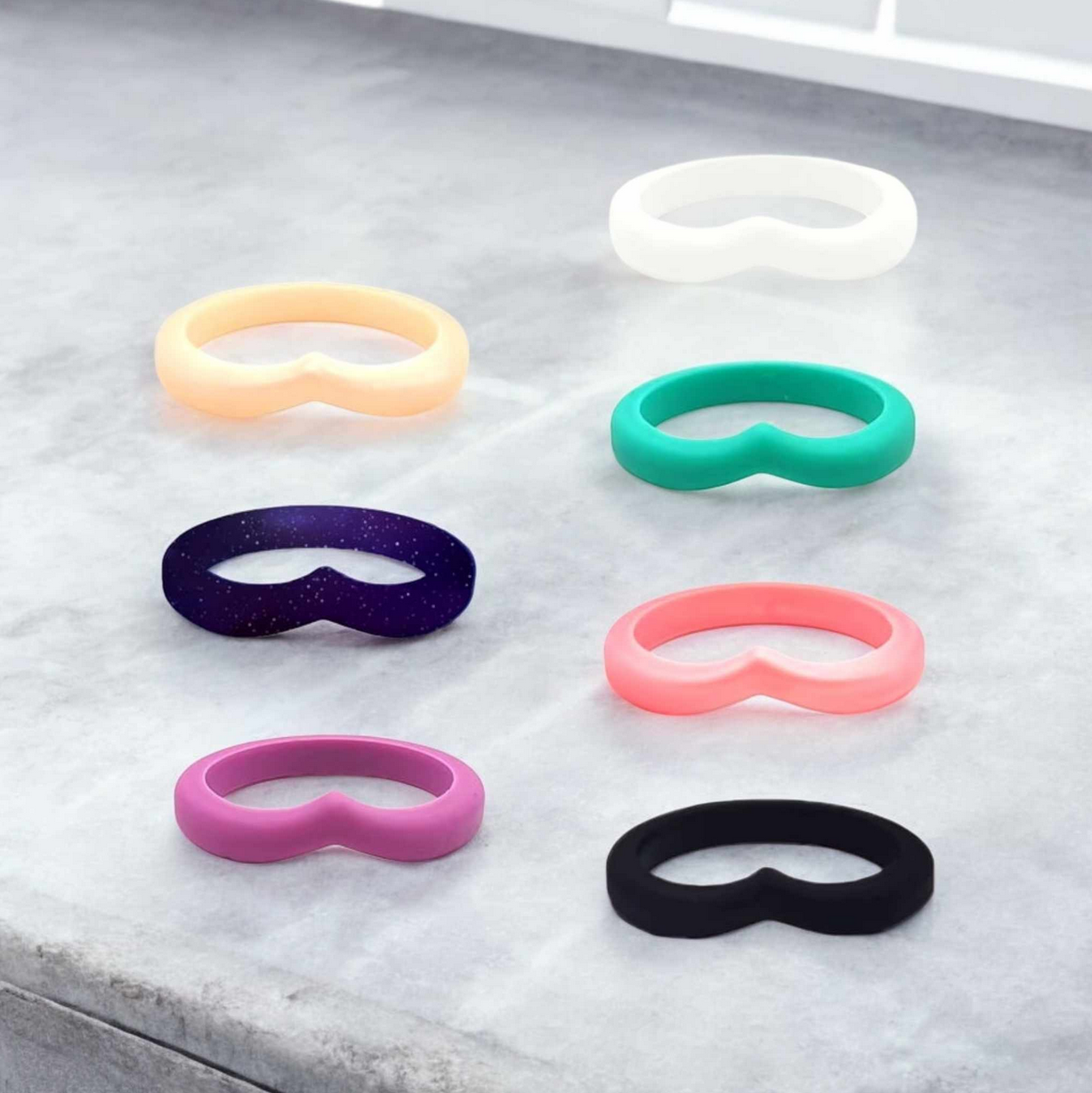 Creative 3MM V-Shape Style Elegant Silicone Ring (Size 5-12)
