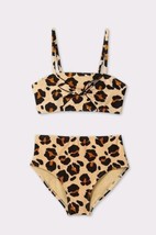 New Art Class Leopard Print High Waisted Bikini Swimsuit Girls M 7/8, UPF 50+ - £8.78 GBP
