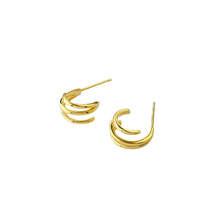 Anyco Earrings Gold Plated Cute Sweet Intertwined Wave Multilayer Stud For Women - £16.94 GBP