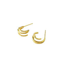 Anyco Earrings Gold Plated Cute Sweet Intertwined Wave Multilayer Stud For Women - £16.19 GBP