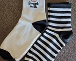 Two (2) Pair ~ 1-Sweet Milk Cow Graphic &amp; 1-Striped Pattern ~ Crew Socks... - £11.76 GBP