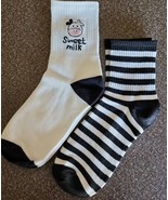 Two (2) Pair ~ 1-Sweet Milk Cow Graphic &amp; 1-Striped Pattern ~ Crew Socks... - $282.30 MXN