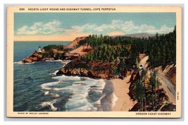 Heceta Head Lighthouse Oregon OR UNP Linen Postcard Y10 - £2.28 GBP