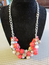 &quot;&quot;RED, WHITE, SILVER = BOBBLE CLUSTER&quot;&quot; - NECKLACE - NY - £7.22 GBP