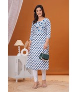 Women&#39;s Pure Cotton Block Printed Top Blue Blouse, Indian Daywear Casual... - $56.34 CAD