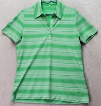 Nike Golf Polo Shirt Womens Medium Green Striped Polyester Short Sleeve Collared - £14.02 GBP