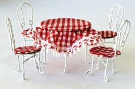 Dollhouse Ice Cream Parlor Patio Set Table 4 Chairs 1:12 Garden Cafe Room Box - £13.91 GBP