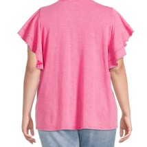 T-Shirt 0X Women&#39;s 14 Pink Flutter short sleeve knit NEW stone washed  - $7.92