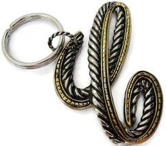 Unique Design Key Chain Keychain Gold And Silver Tone Signed &quot;RMN&quot; (Roman) - £11.82 GBP