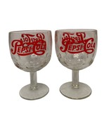 Vintage Pair of Retro Logo PEPSI COLA Soda Fountain Thumbprint Glass Gob... - €10,99 EUR