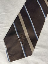 Vintage Oak Hall Memphis Repp Tie Brown Blue Stripes Silk - $10.00