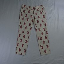 LOFT 2 Beige Red Paisley Marisa Ankle Slim Stretch Womens Dress Pants - £12.64 GBP