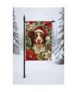 Christmas Brown Border Collie Garden Flag 12x18 – Santa Hat Dog Holiday ... - $11.83
