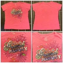 Gildan Softstyle T-Shirt Halloween Top Woman Pink  I'm The Grand Mummy Cotton XL - £12.65 GBP