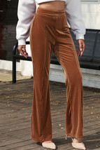 Chestnut Solid Color High Waist Flare Corduroy Pants - $296.32 MXN