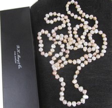 RH Macy Natural Freshwater Cultured Pearl Necklace Extra Long 60&quot; Fine Jewelry - £100.95 GBP