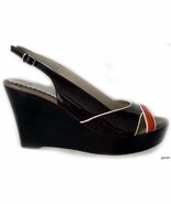 NEW RAFE NY 7 platform wedge shoes heels patent $315 brown orange cream - $89.53 CAD